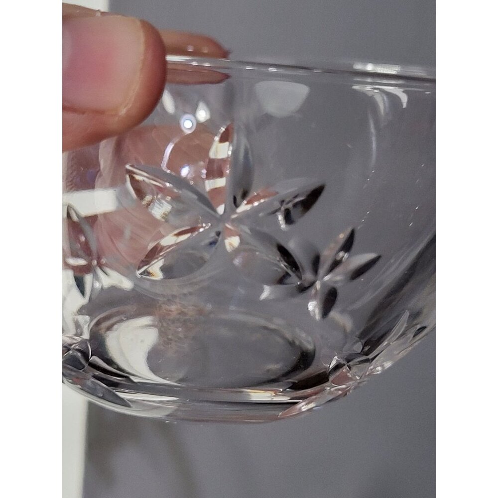 Tiffany & Co. 4 1/2" Crystal Cut Floral Star Art Glass Round Finger Bowl Italy - Picture 5 of 8